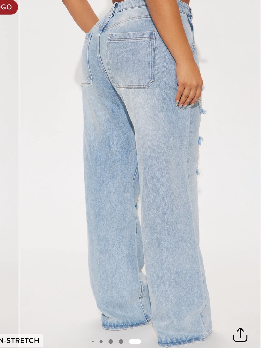 Fashion Nova: Tall Ripped Straight Leg Jeans-Medium Wash - Picture 3 of 7